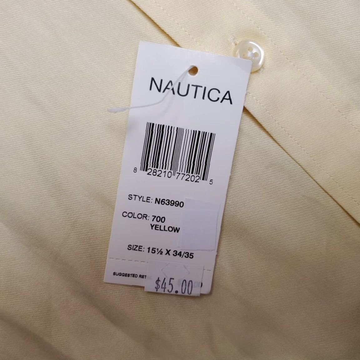Nautica Nautica Shirt Mens 15.5 Yellow 100% Cotton Long Sleeve Button-Up Classic Dress Casual Business Grand? Size 42R - 2 Thumbnail