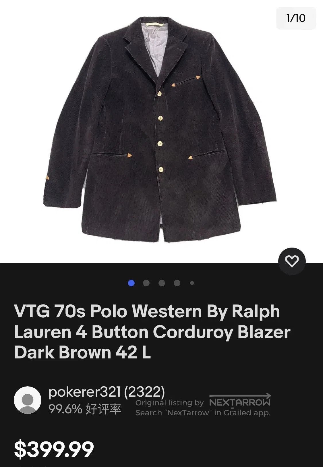 Polo Ralph Lauren Polo Western Corduroy Blazer. Size US XXS / EU 40 - 8 Thumbnail