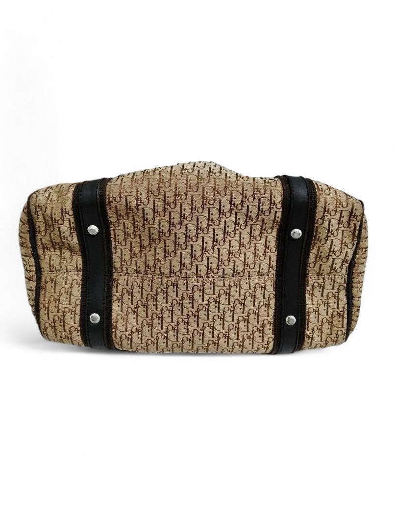 Dior Dior - Canvas Boston Chic Trotter Handbag Beige Brown Size ONE SIZE - 3 Thumbnail