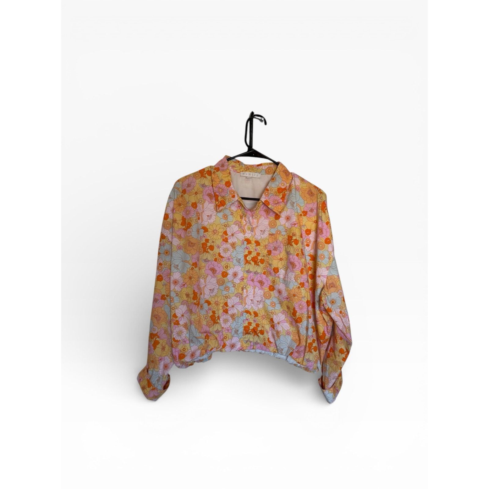 Other Karlie Multicolor Floral Long Sleeve Button Up Collar Blouse Size S / US 4 / IT 40 - 4 Thumbnail
