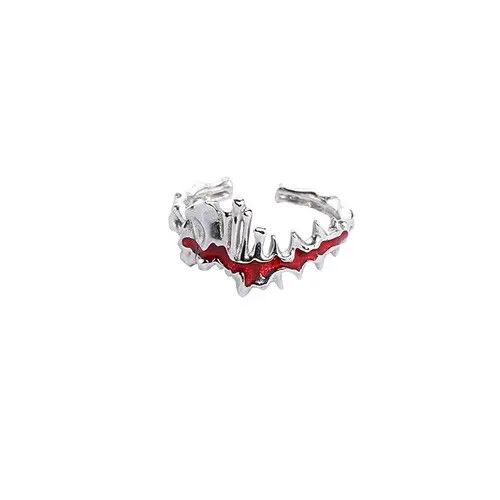 Jewelry 3 piece/Set of Adjustable Ring Irregular Geometric Red Ring Size ONE SIZE - 4 Thumbnail