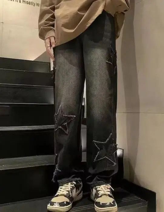 Japanese Brand Black Color Star Aesthetic Spliced Denim Size US 32 / EU 48 - 3 Thumbnail