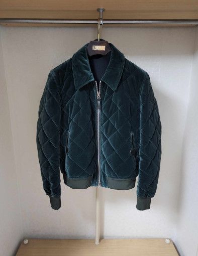 Tom Ford o1sm1stk0824 Velvet Quilted Bomber Jacket in Green Size US M / EU 48-50 / 2 - 1 Thumbnail