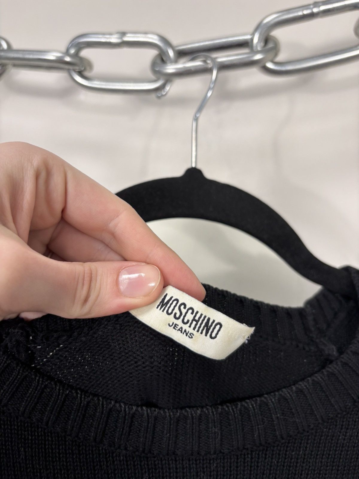 Moschino Vintage Moschino Men’s Question Mark Logo Black Knit Sweater Size US L / EU 52-54 / 3 - 9 Thumbnail