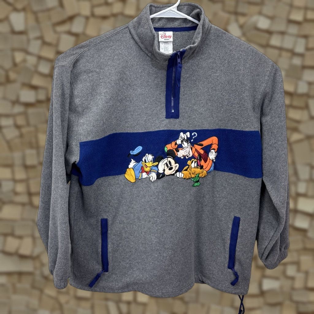 Disney VINTAGE Disney Store Mickey Goofy Donald Pluto Gray Fleece 1/4 Zip Pullover L Size US L / EU 52-54 / 3 - 1 Thumbnail