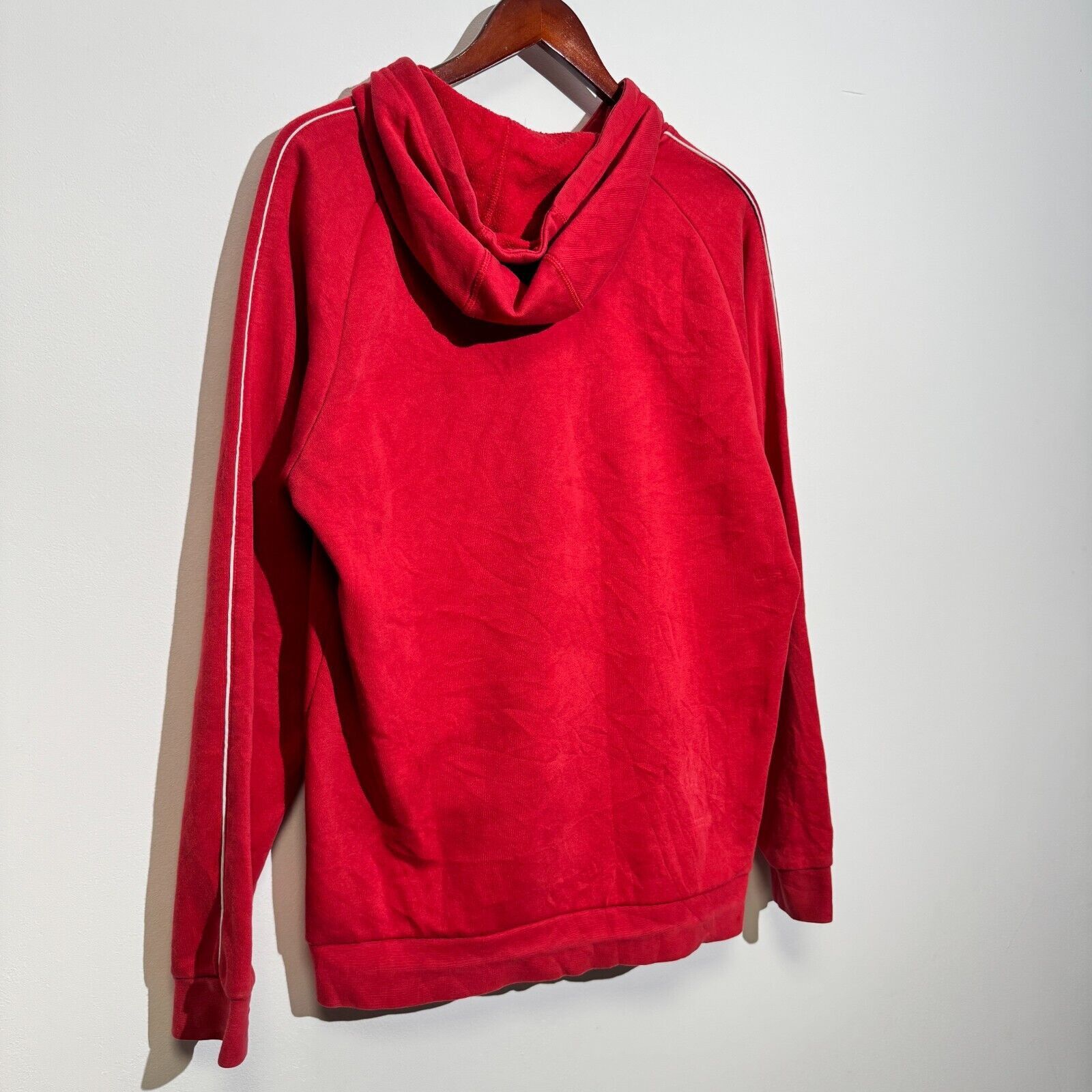 Adidas × Vintage Adidas Unisex Red Cotton Hoodie Size L Washed 90s Regular Size US L / EU 52-54 / 3 - 9 Thumbnail