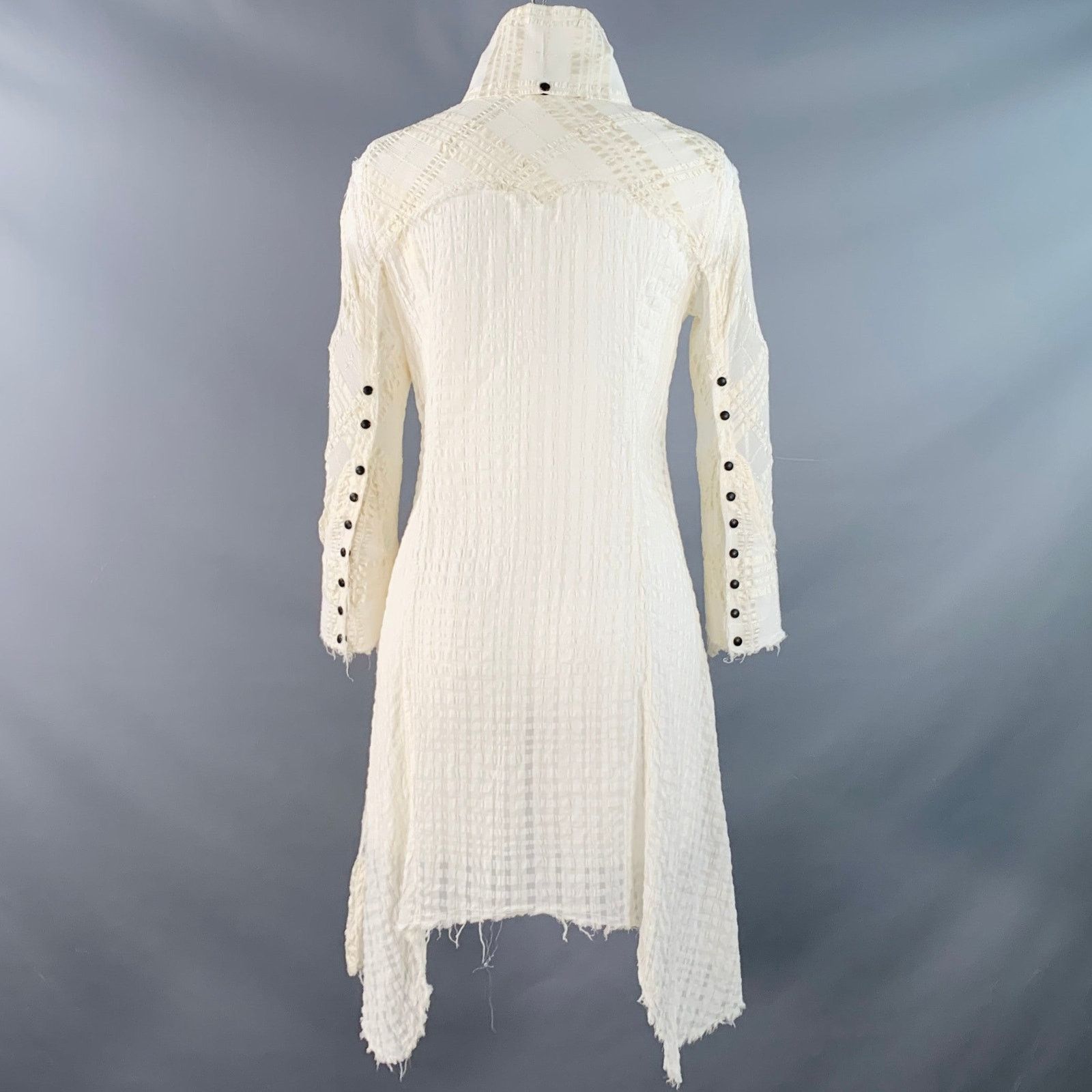Cream Black Polyester Blend Distressed Mini Shirt Dress