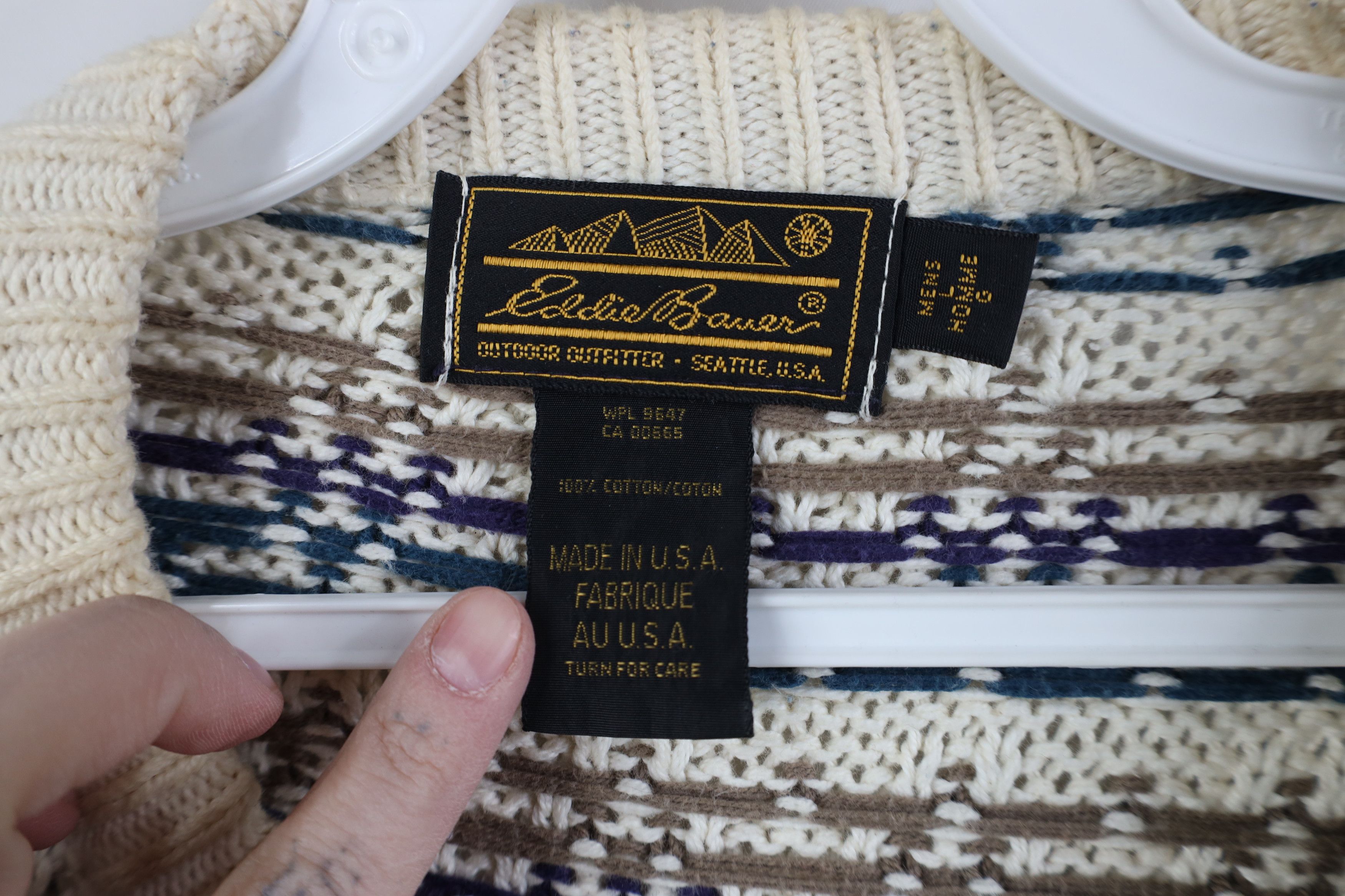 Eddie Bauer Vintage 90s Eddie Bauer Cotton Geometric Knit Sweater USA Size US L / EU 52-54 / 3 - 5 Thumbnail