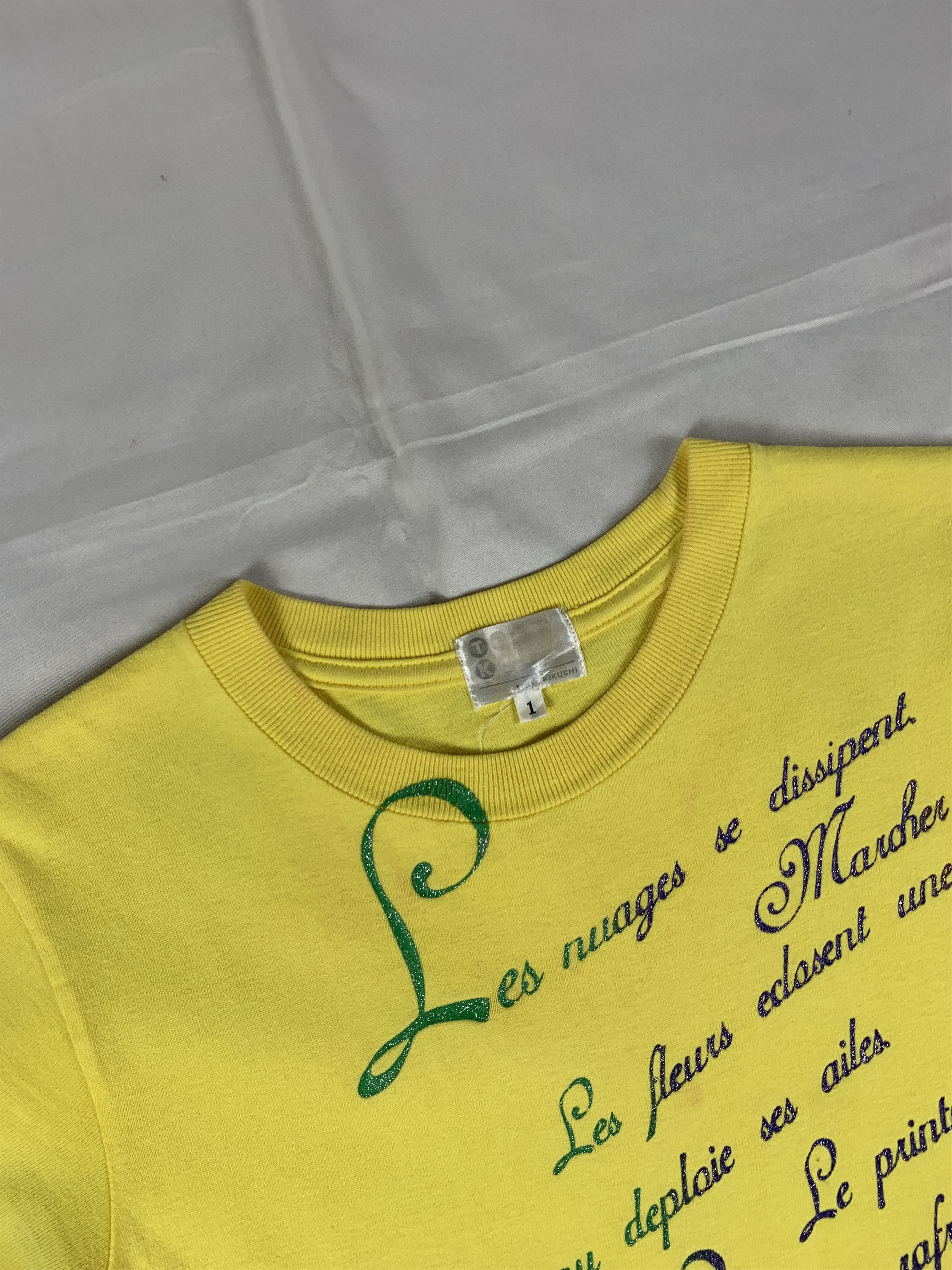 Takeo Kikuchi 2000s Takeo Kikuchi Yellow Poem Tee (M) Size M / US 6-8 / IT 42-44 - 6 Thumbnail