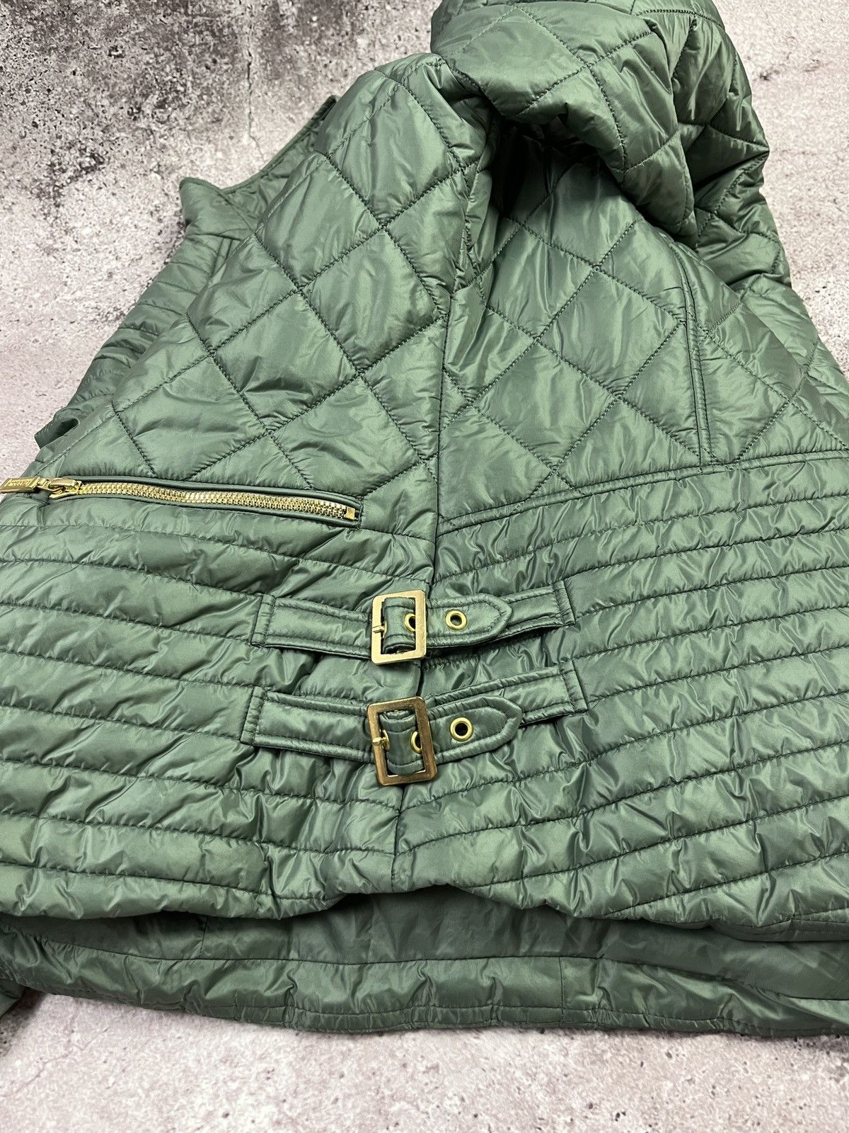 Barbour Barbour International Quilted Jacket Green Biker Style UK16 Size XL / US 12-14 / IT 48-50 - 6 Thumbnail