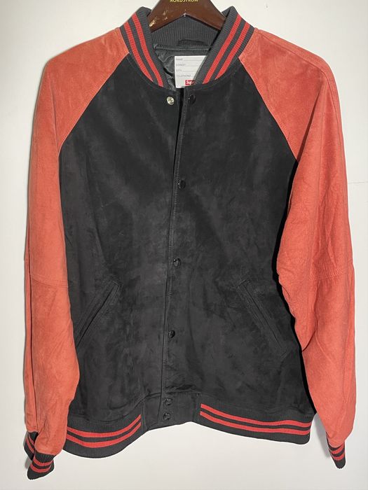 Supreme suede 2024 varsity jacket