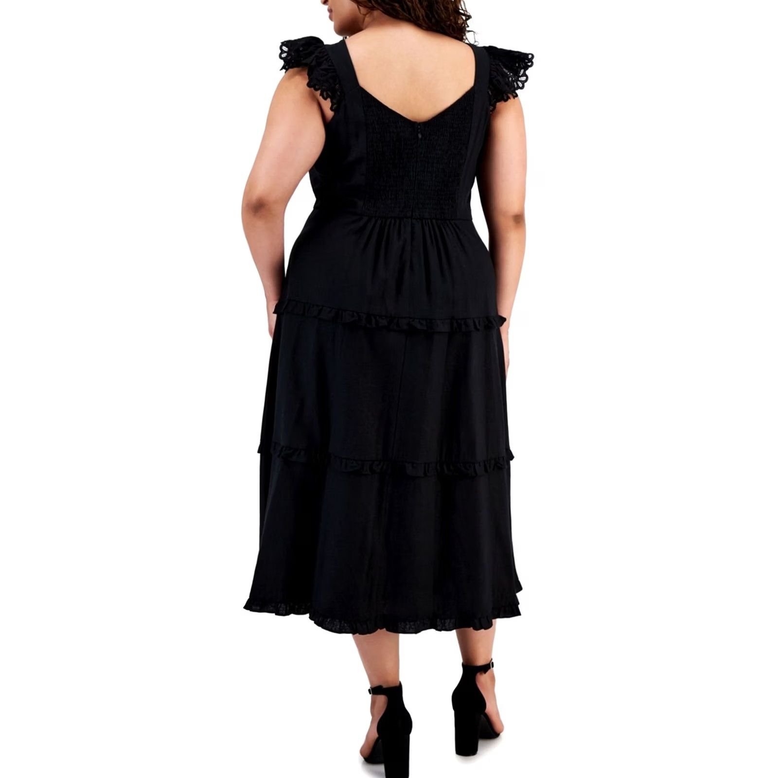 Anne Klein Anne Klein Womens Ruffle Trimmed Tiered Midi Dress Black Plus Size 22W Size 3XL / US 20-22 - 2 Thumbnail