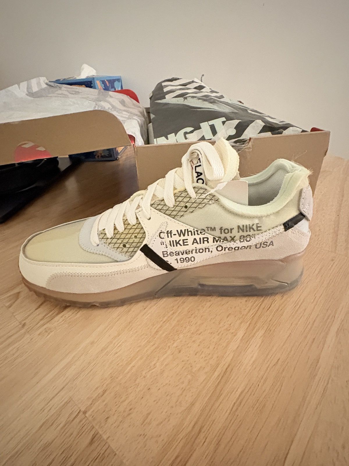 Nike × Off-White The 10 Nike Air Max 90 Sail Mens 8.5 NBIB Size US 8.5 / EU 41-42 - 2 Thumbnail