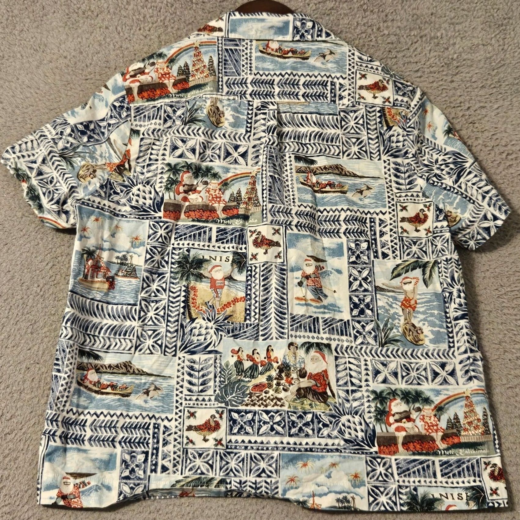 Reyn Spooner Reyn Spooner Mele Kalikimaka 2020 Hawaii Shirt Blue Women's L Santa Claus Christmas Button-Up Short Sleeve Geometric Pattern Vintage: No Size L / US 10 / IT 46 - 2 Thumbnail