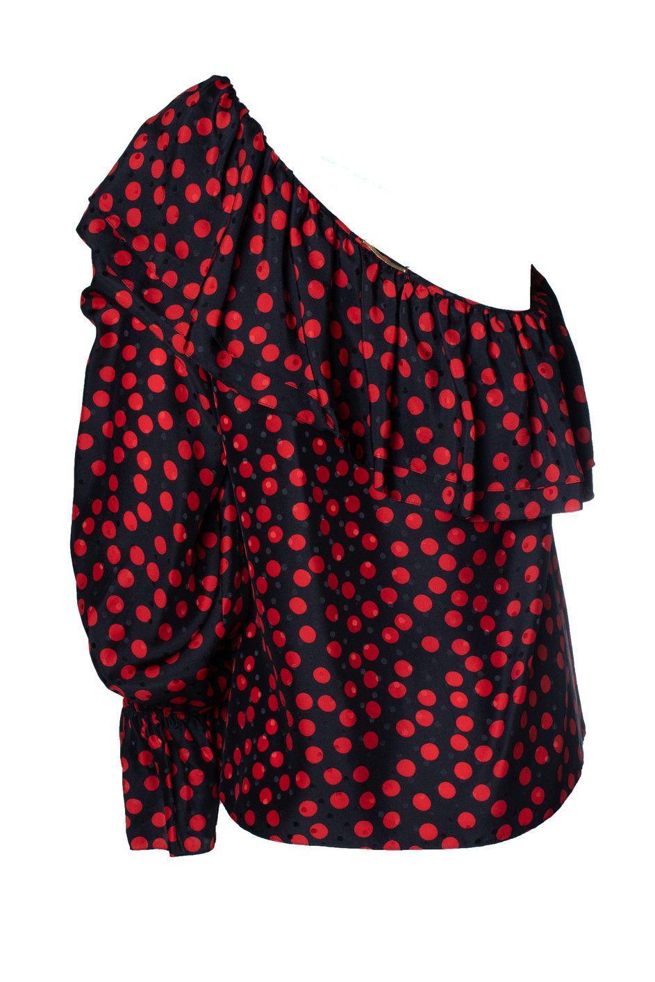 Saint Laurent Paris Saint Laurent, one shoulder polkadot blouse Size S / US 4 / IT 40 - 4 Thumbnail