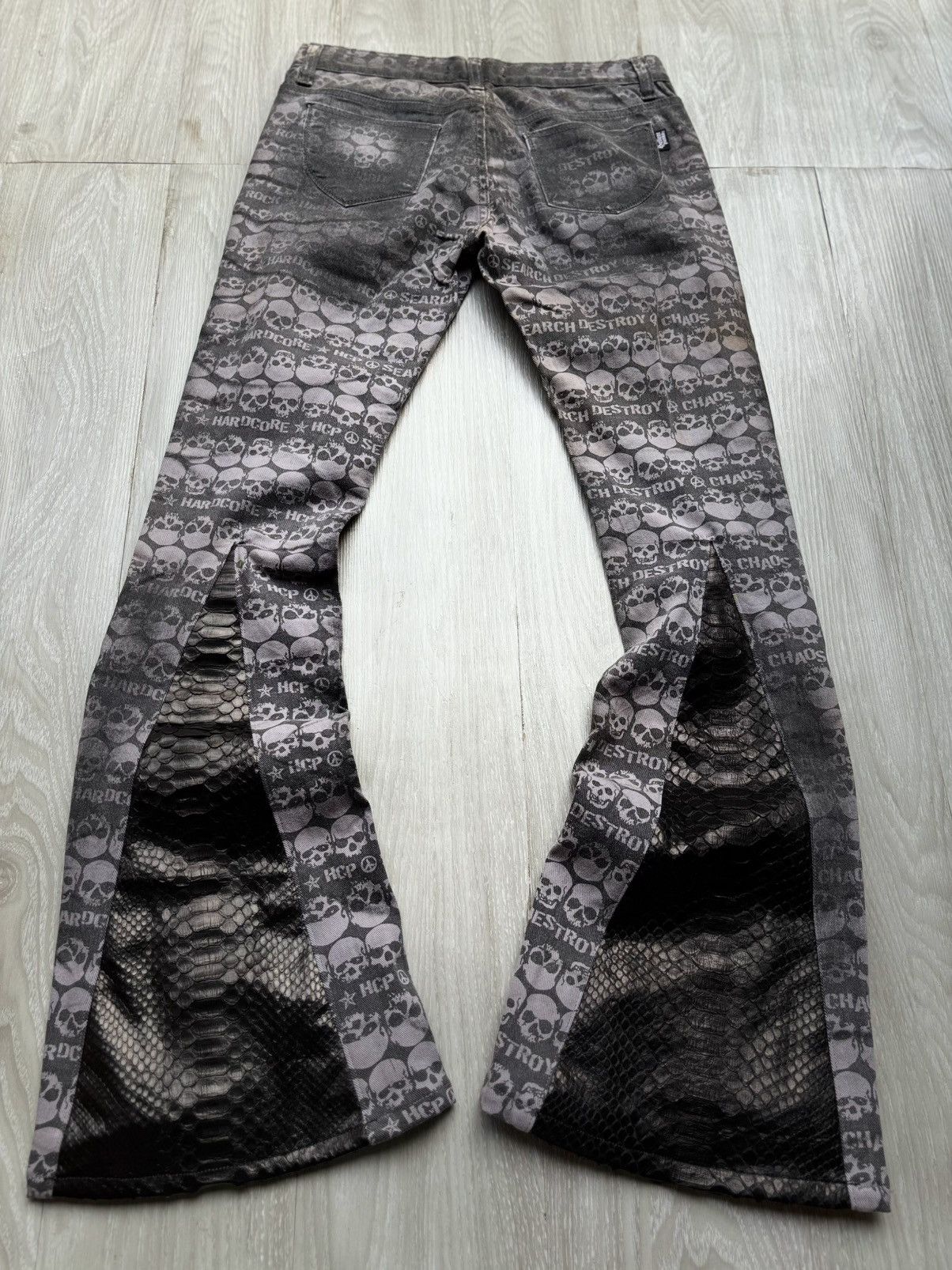 Japanese Brand HELL CAT PUNKS Skull lace up flare pants Size US 26 / EU 42 - 4 Thumbnail