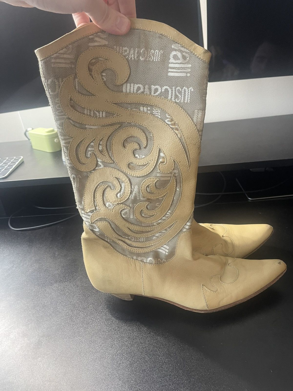 Just Cavalli Just Cavalli Women's Tan and Cream Boots In Good Used Cond Size US 8 / IT 38 - 1 Thumbnail