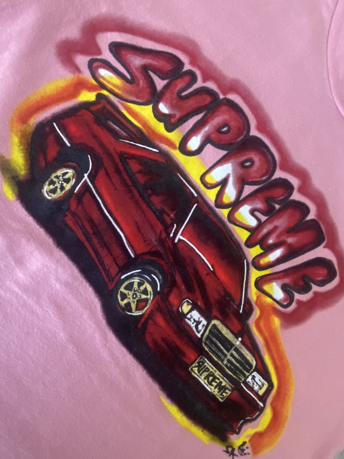 Supreme Mercedes 190e Benz Tee SS14 Pink Tops