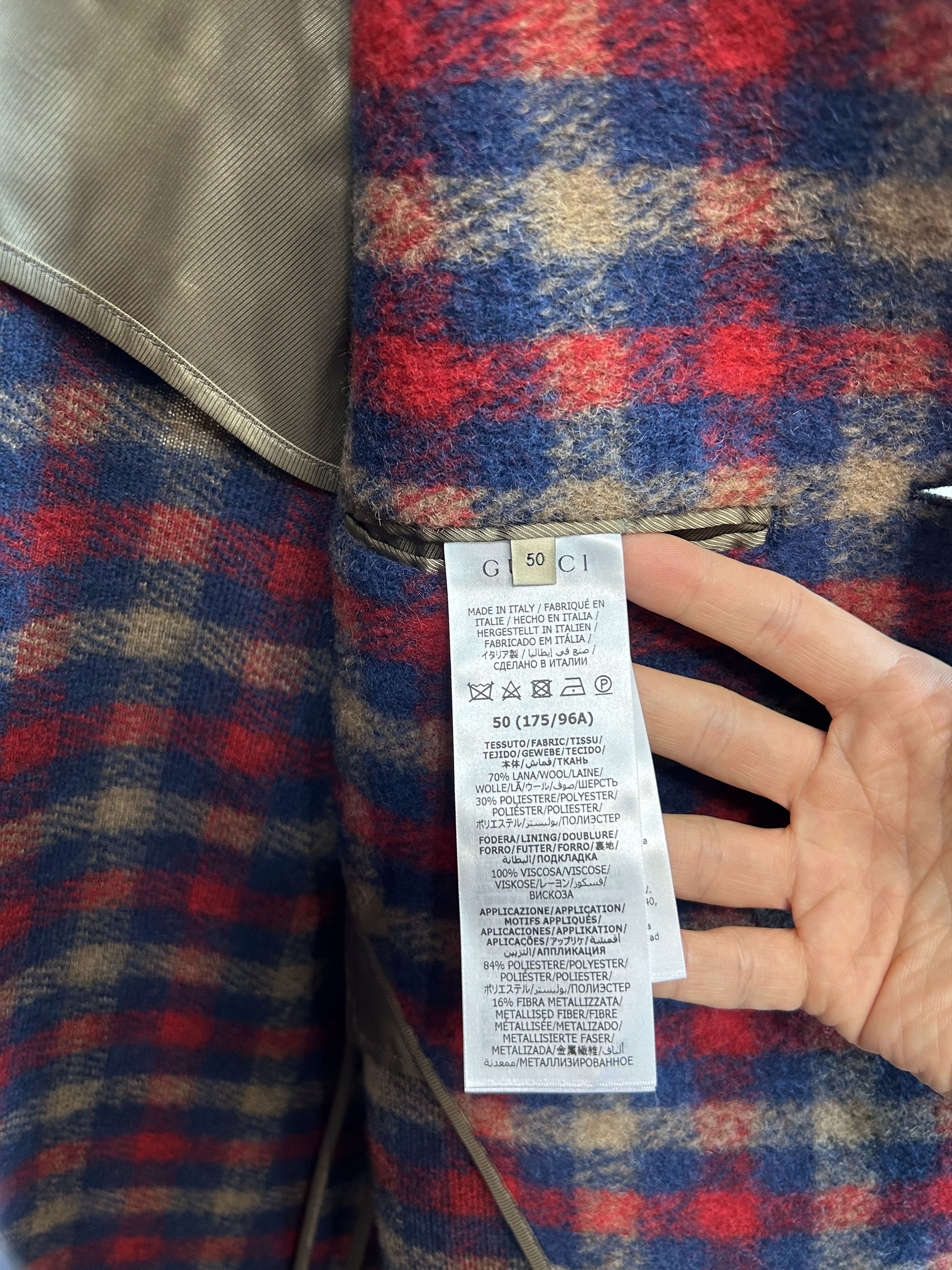 Gucci GUCCI Bycolor Wool Check Jacket Size 50L - 10 Thumbnail