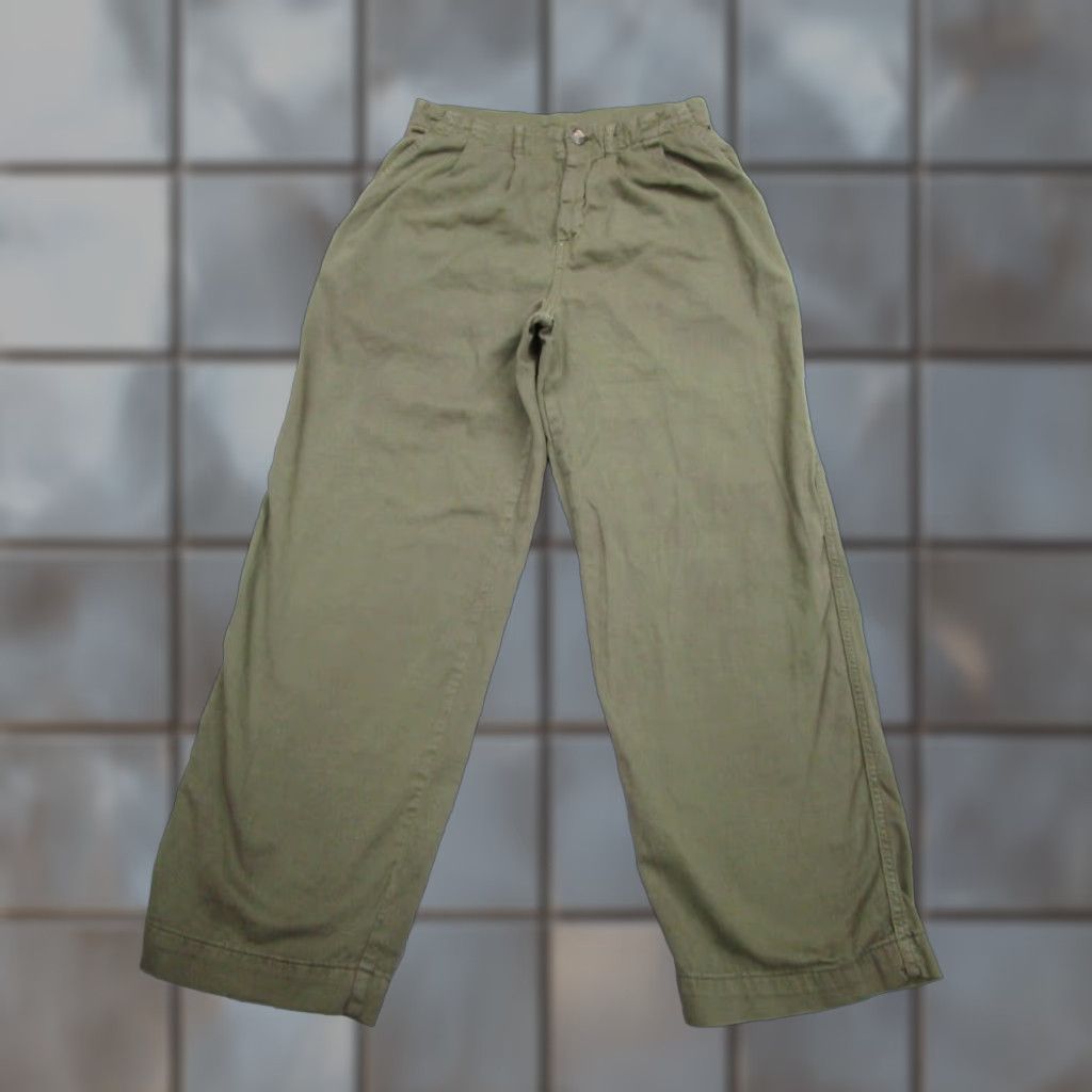 Free People Free People Wide Leg Pants Womens 4 Green Olive Pleated Boho 90s Style Size 27" / US 4 / IT 40 - 1 Thumbnail