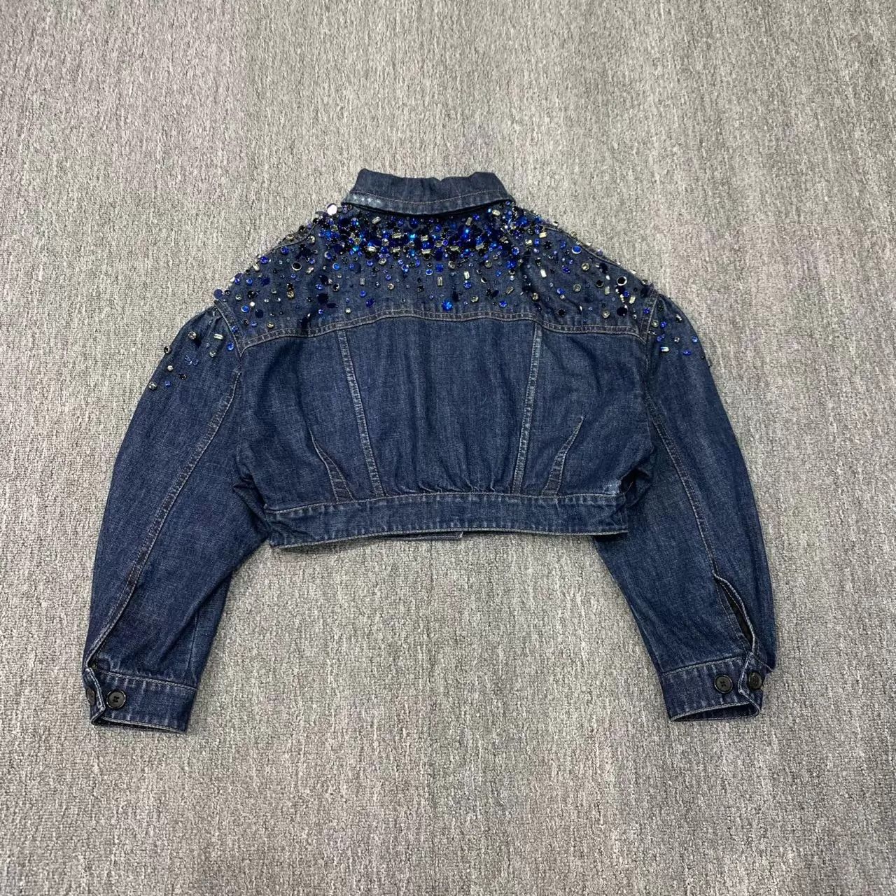 Miu Miu MIU MIU blue crystal denim short jacket women's Size M / US 6-8 / IT 42-44 - 2 Thumbnail
