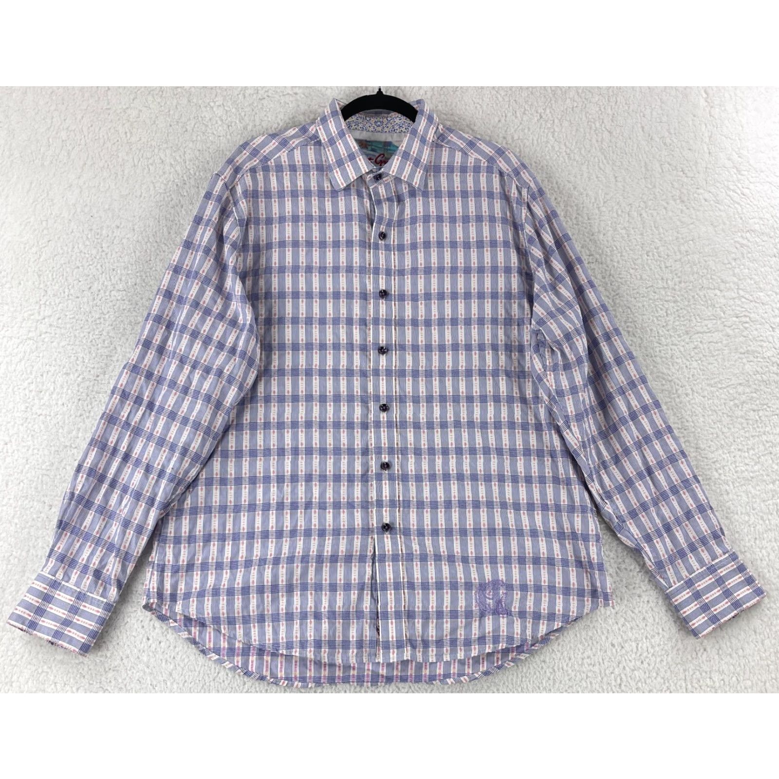 Robert Graham Robert Graham Purple Geo Print Button-Up Dress Shirt Mens Long Sleeve XL Size 46R - 2 Thumbnail