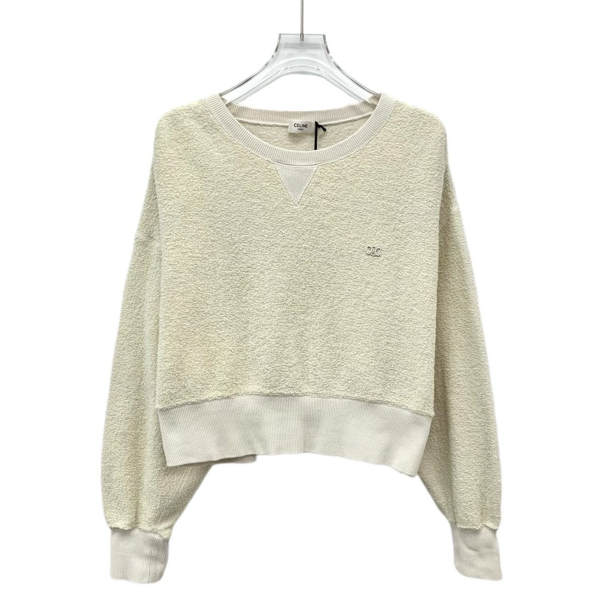 Celine Celine Beige Logo Embroidered Long Sleeve Knit Top K26WX Size S / US 4 / IT 40 - 1 Thumbnail