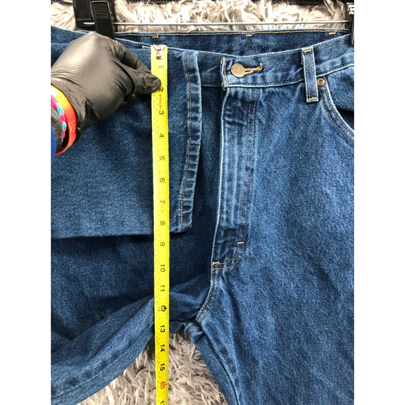 Wrangler Wrangler Jeans Straight 36x34 Mens Mid Blue Wash Denim 5-Pocket Regular Slim Comfortable Belt Loops Size US 36 / EU 52 - 4 Thumbnail