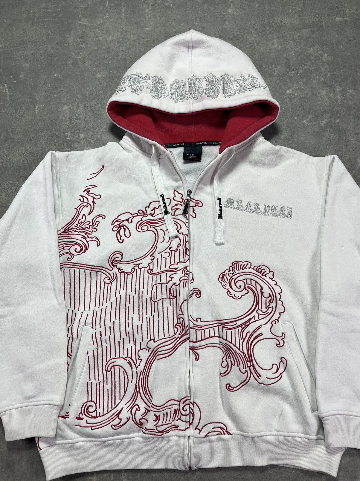 Makaveli Makaveli Wave Embroidered Heavy Zip Hoodie L Japanese Style Size US L / EU 52-54 / 3 - 7 Thumbnail