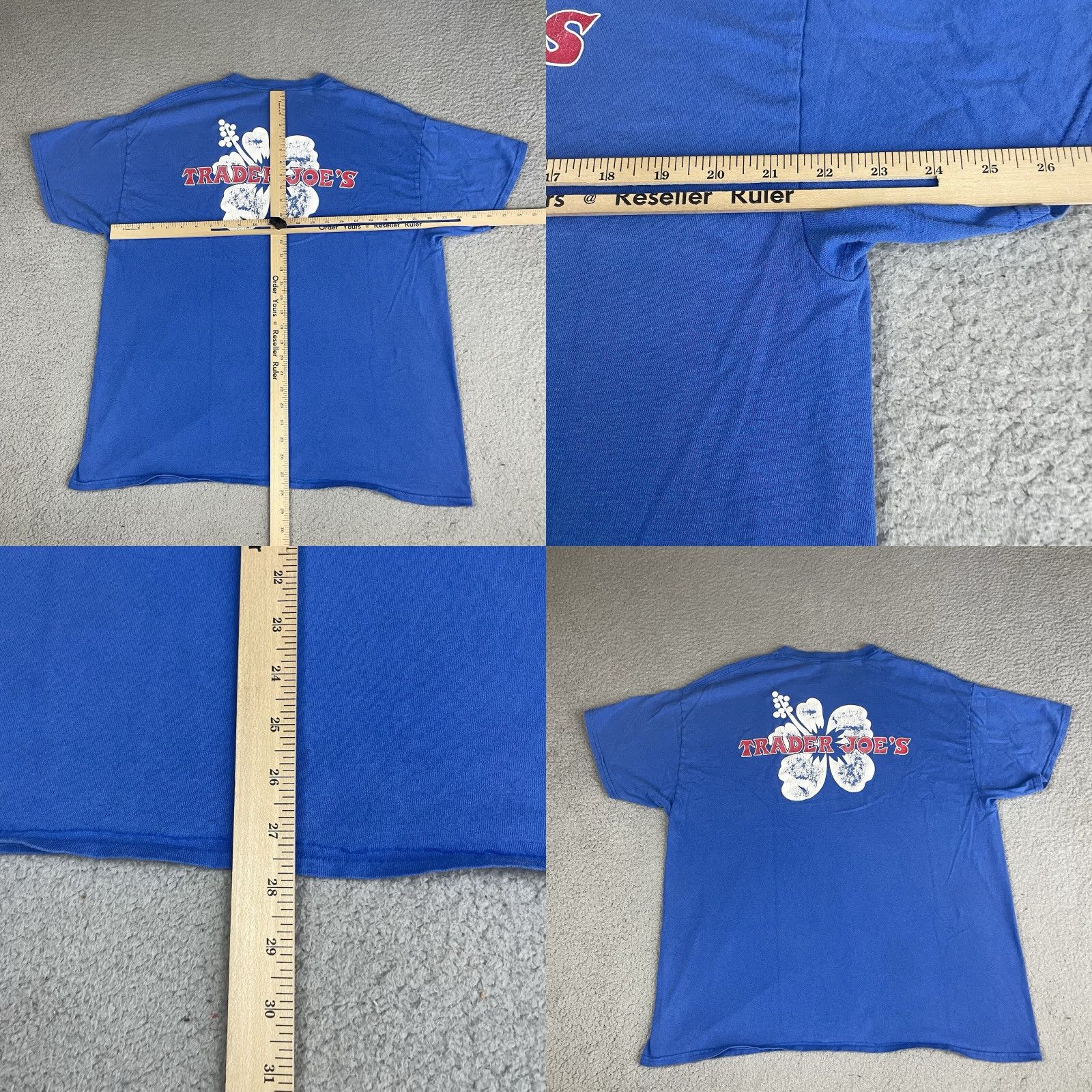 Gildan VINTAGE Trader Joe’s Shirt XL Blue Gildan Unisex Adults T-Shirt Short Sleeve Crew Neck Logo Distressed USA 2010-2019 Size US XL / EU 56 / 4 - 8 Thumbnail