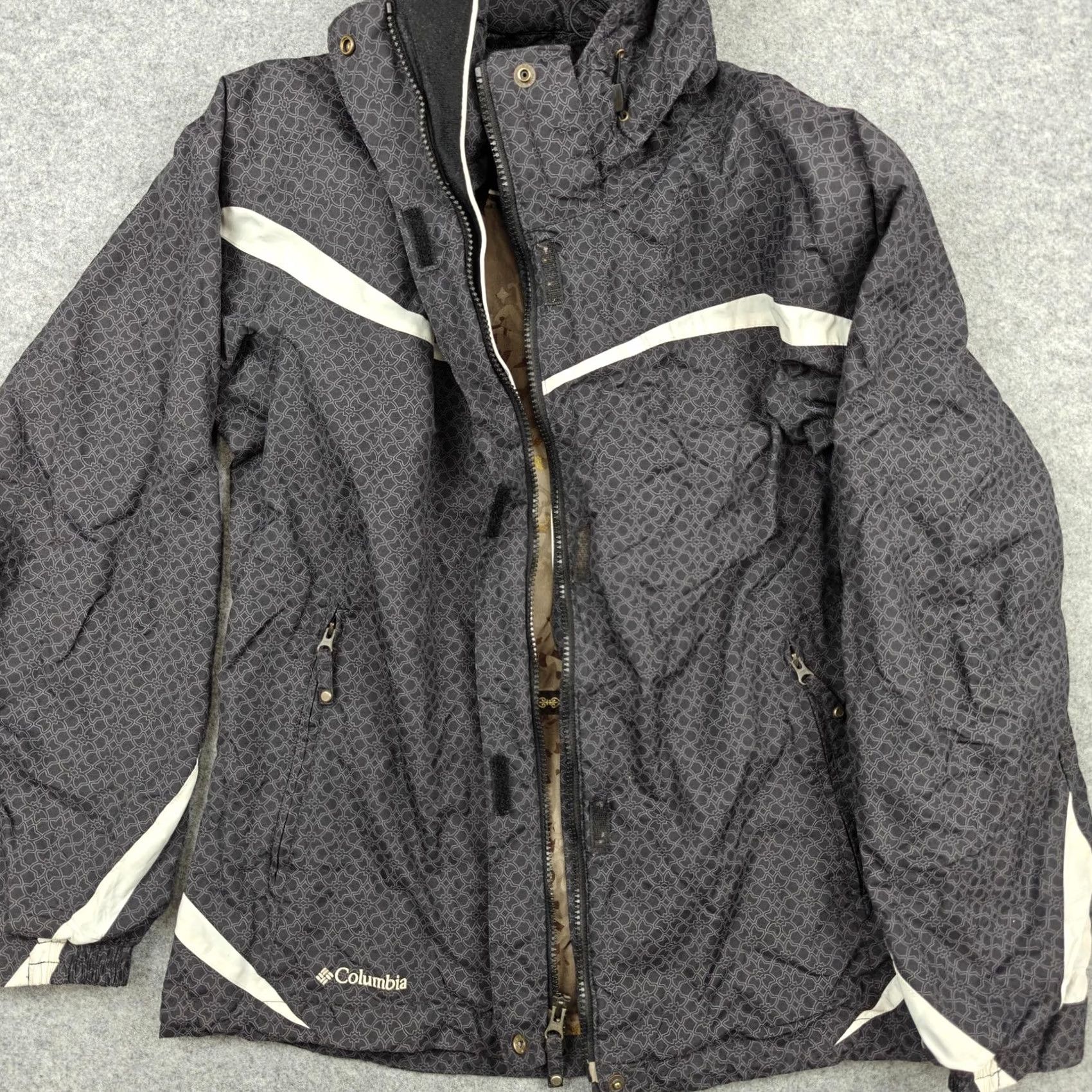 Vintage VINTAGE Columbia Interchange Jacket Womens Medium Gray Geometric Hooded Ski Size M / US 6-8 / IT 42-44 - 4 Thumbnail
