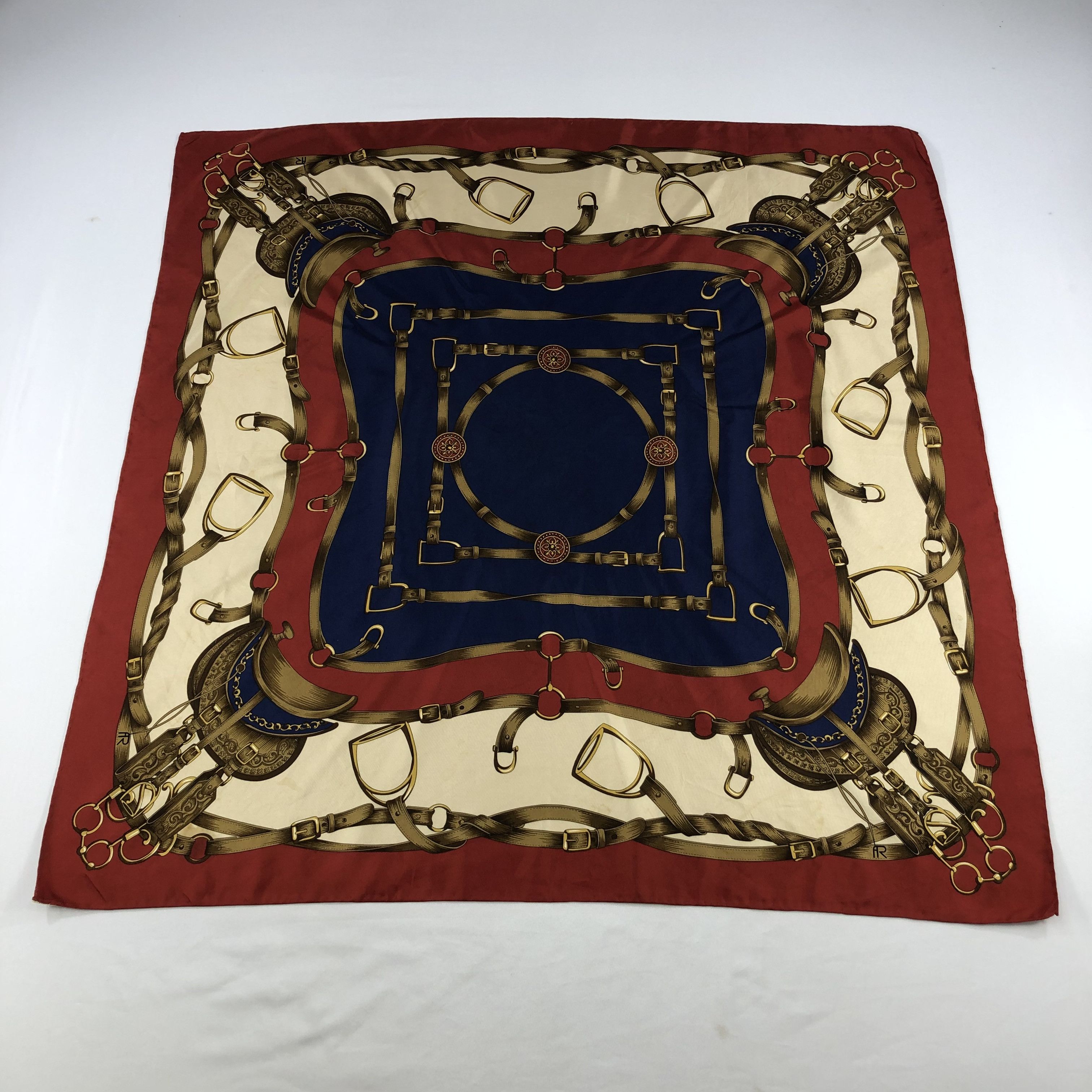 Vintage Luxury Horse Saddle Silk Scarf M340 Size ONE SIZE - 2 Thumbnail