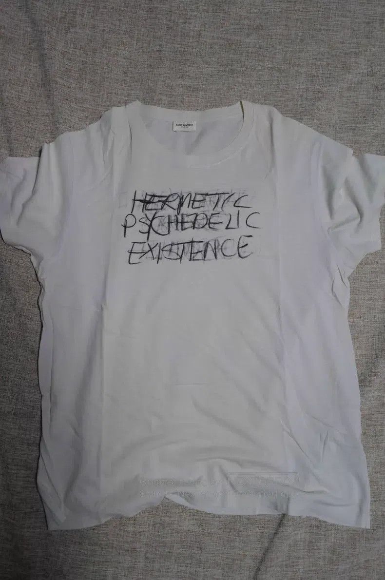 Saint Laurent Paris Saint Laurent Paris Ivory hand-drawn distressed floral pri Size US XL / EU 56 / 4 - 1 Thumbnail