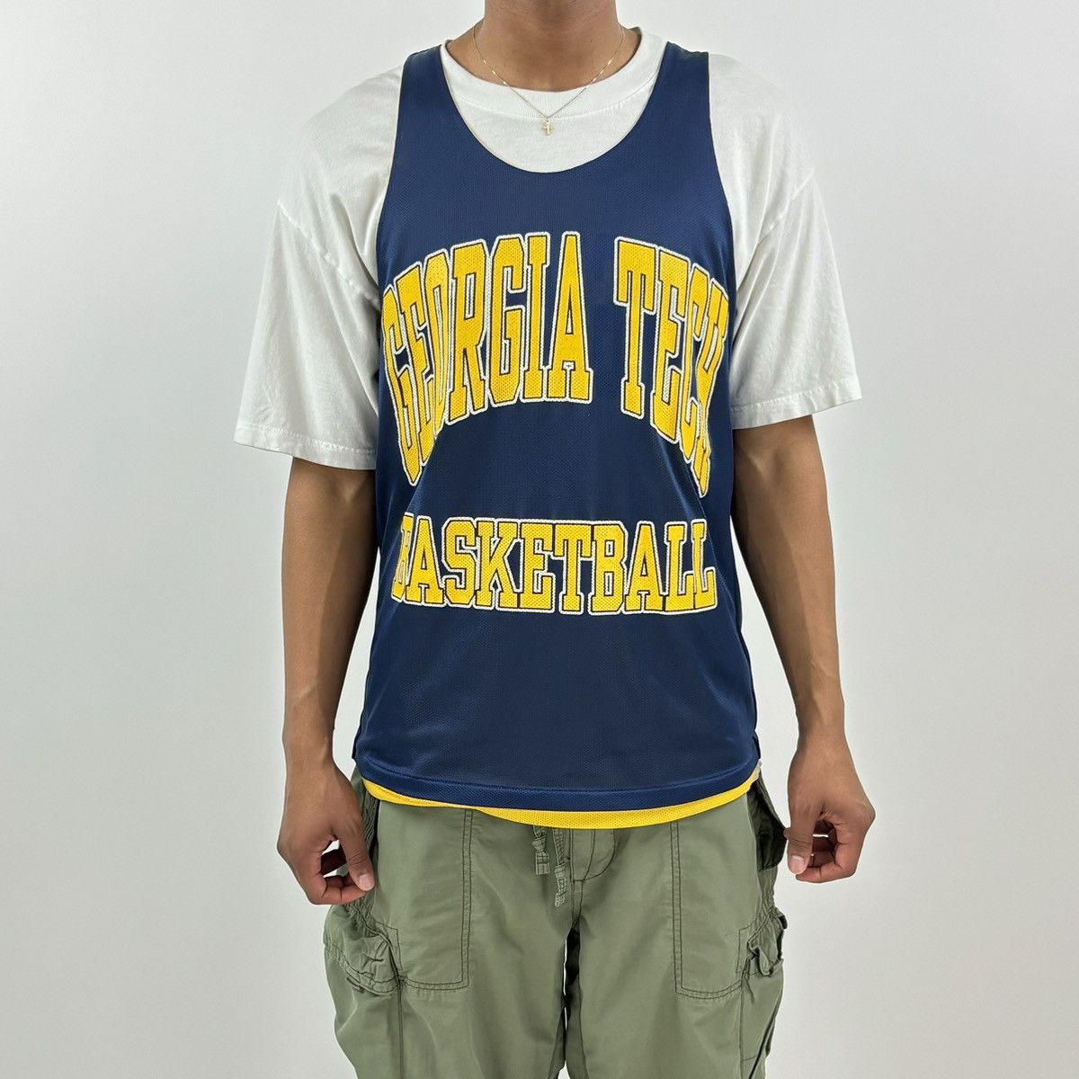 Vintage vintage 90s GEORGIA TECH College Basketball spellout jersey Size US L / EU 52-54 / 3 - 3 Thumbnail