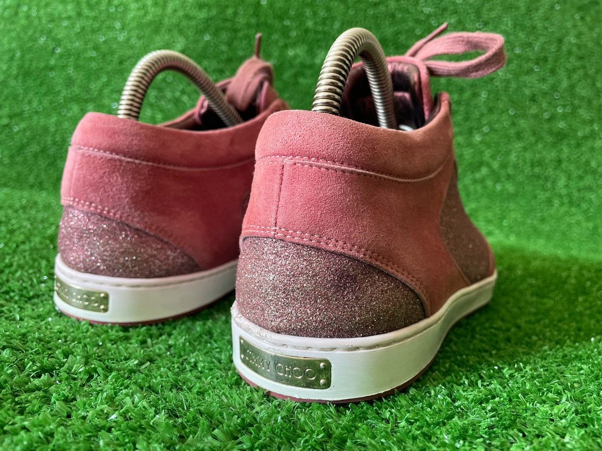 Jimmy Choo Jimmy Choo Pink Glitter And Suede Miami Lace Up Sneakers 39 Size US 9 / IT 39 - 6 Thumbnail
