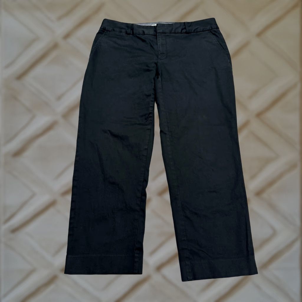 Banana Republic Banana Republic Cropped Pants Womens 10 Black Cotton Stretch Straight Flat Front Button Zip Hook & Eye Size 32" / US 10 / IT 46 - 1 Thumbnail