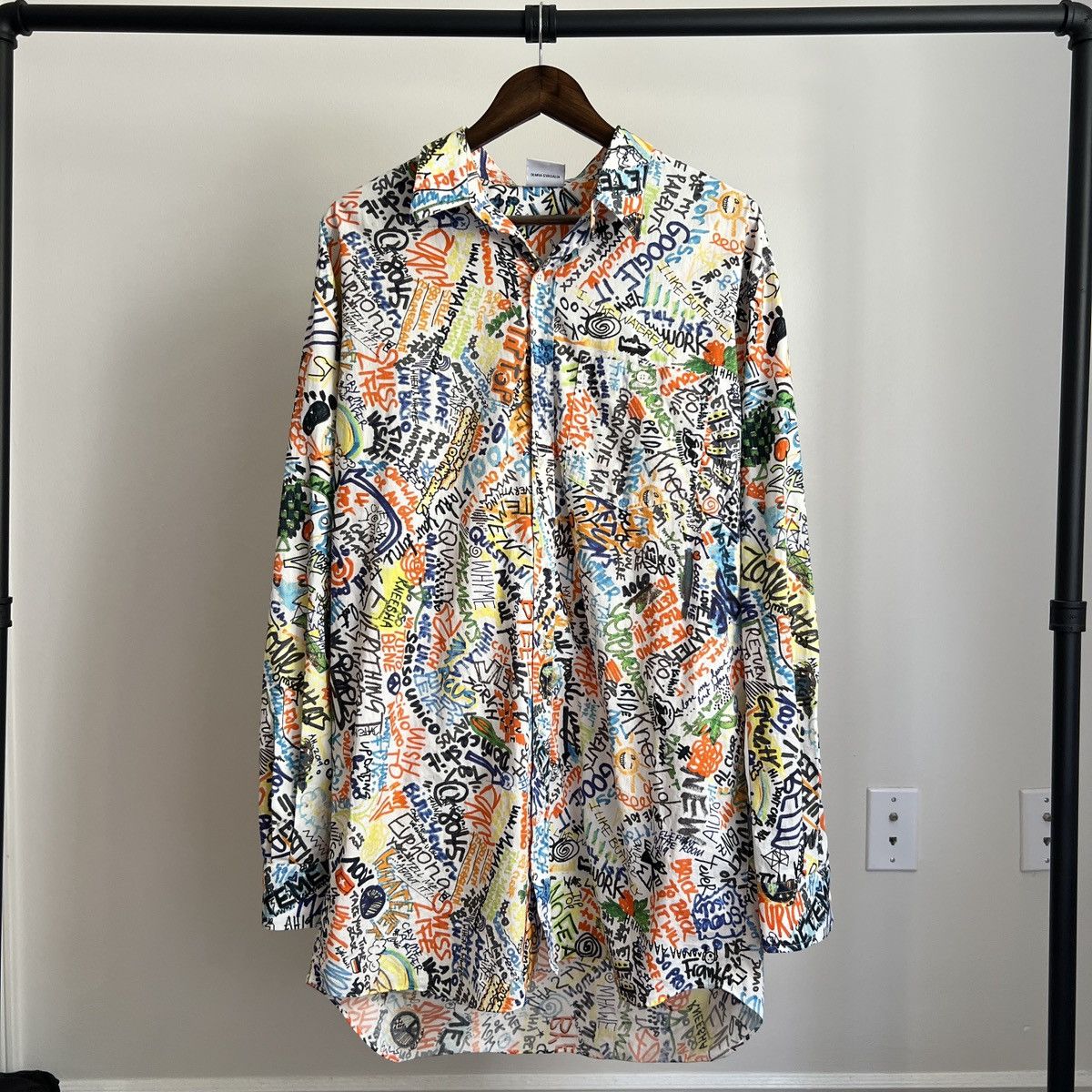 Vetements Vetements S19 Graffiti Button Up Oversized White Shirt Size US S / EU 44-46 / 1 - 1 Thumbnail