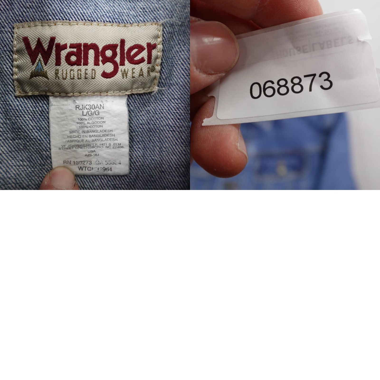 Wrangler VINTAGE Wrangler Jacket Mens Large Blue Denim Jean Rugged Wear Western Trucker Work Coat Size US 33 - 8 Thumbnail