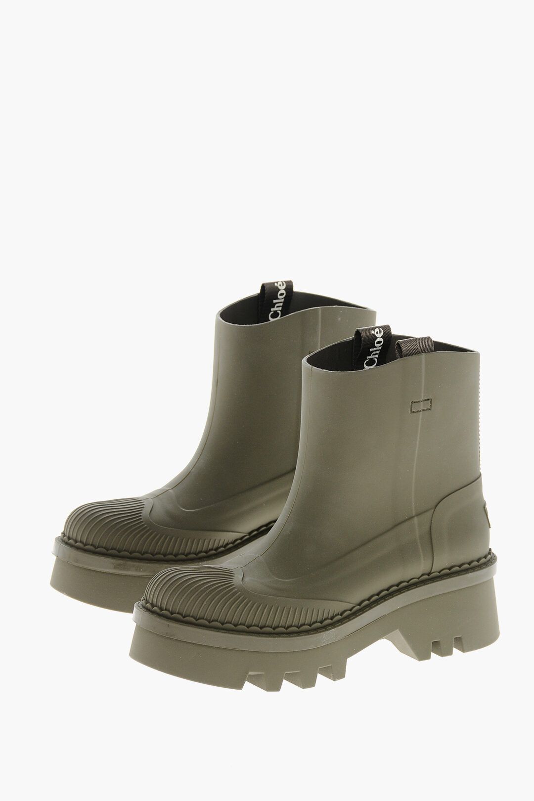 Chloe og1mm1125 Rubber Solid Color Booties in Green Size US 6 / IT 36 - 2 Thumbnail