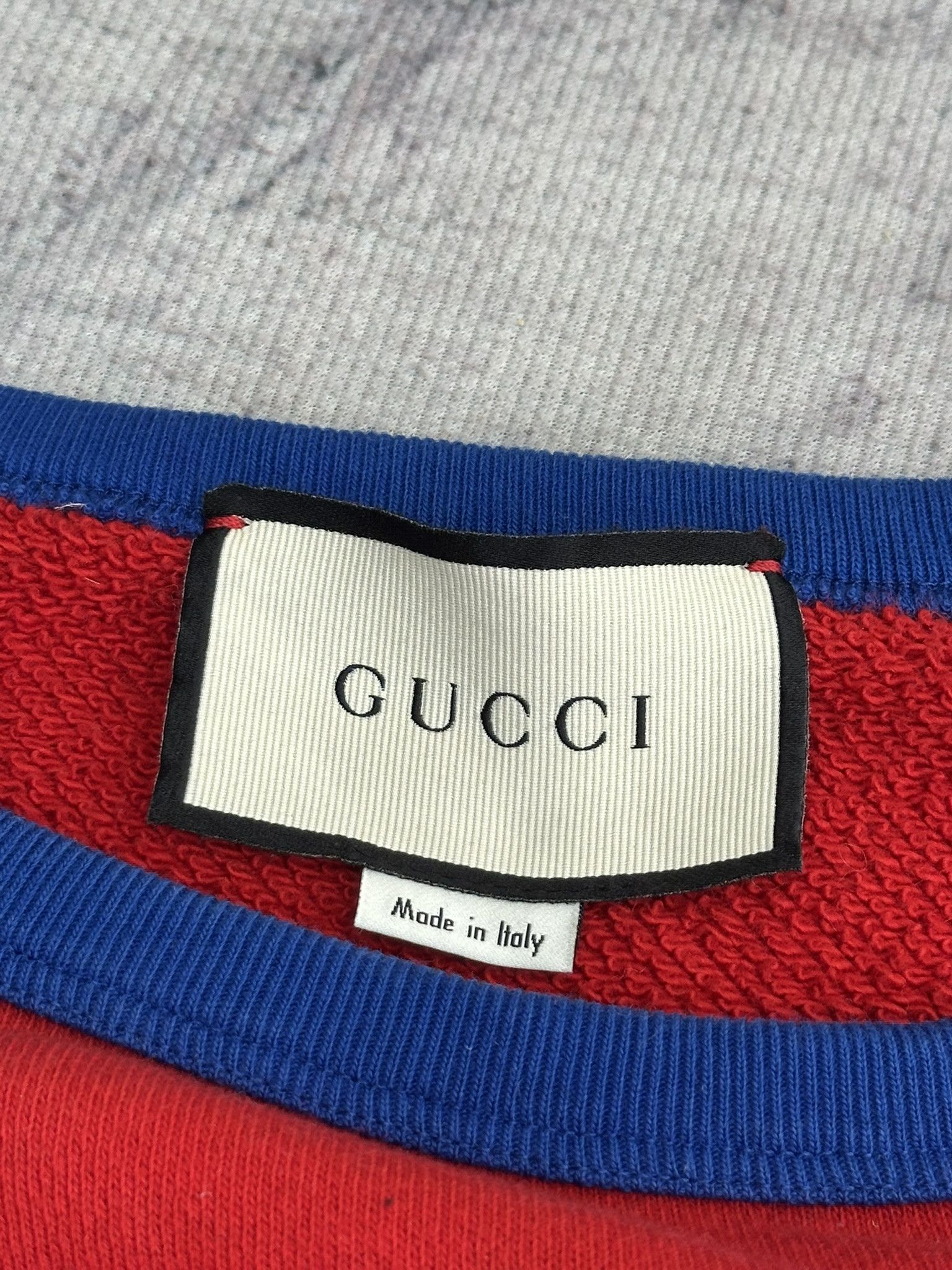 Gucci Gucci Sweatshirt Distressed Logo Print Red and Blue Crewneck Size US S / EU 44-46 / 1 - 8 Thumbnail