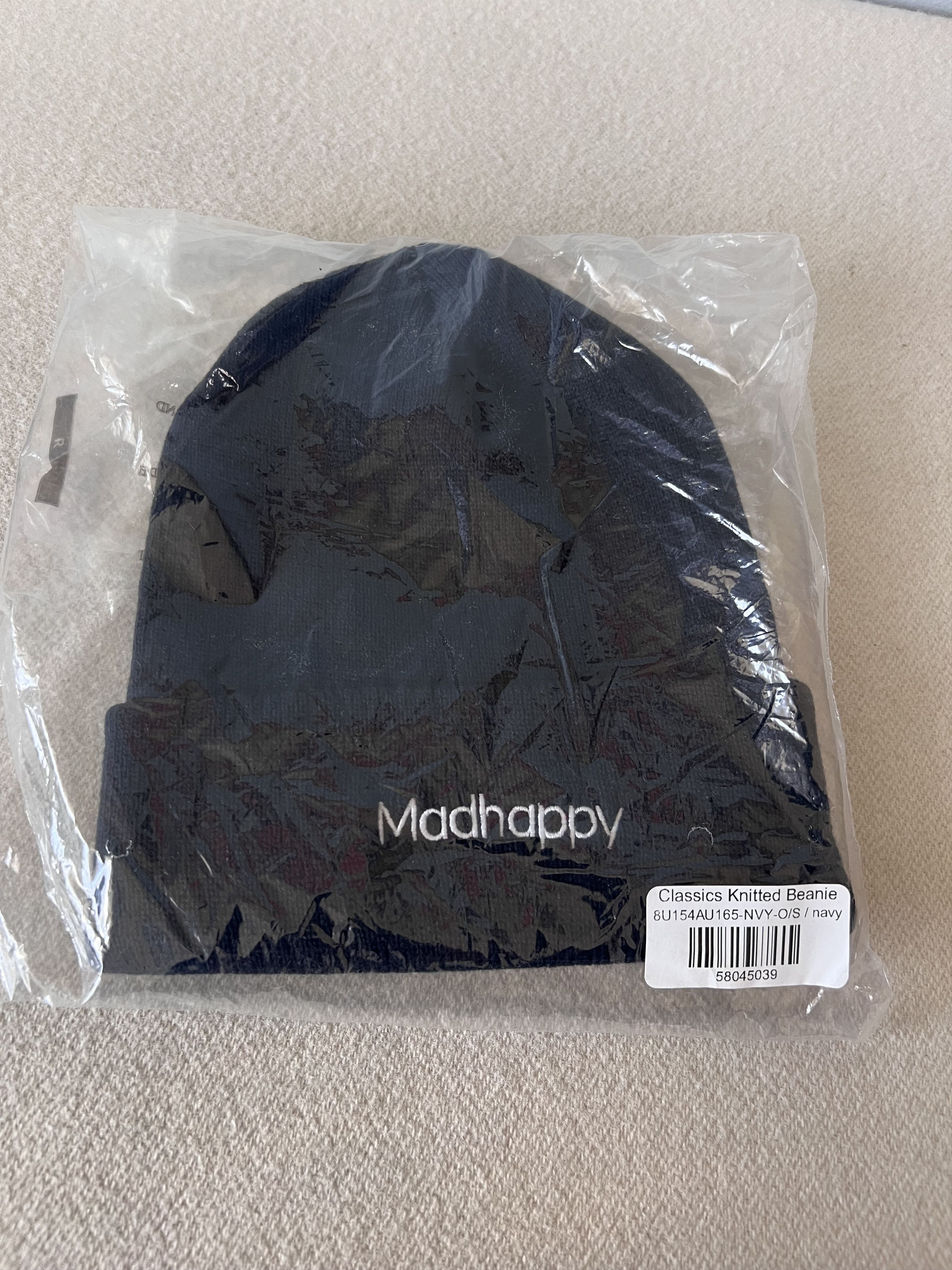 Madhappy Madhappy Classics Knitted Beanie in Navy Blue Size ONE SIZE - 2 Thumbnail