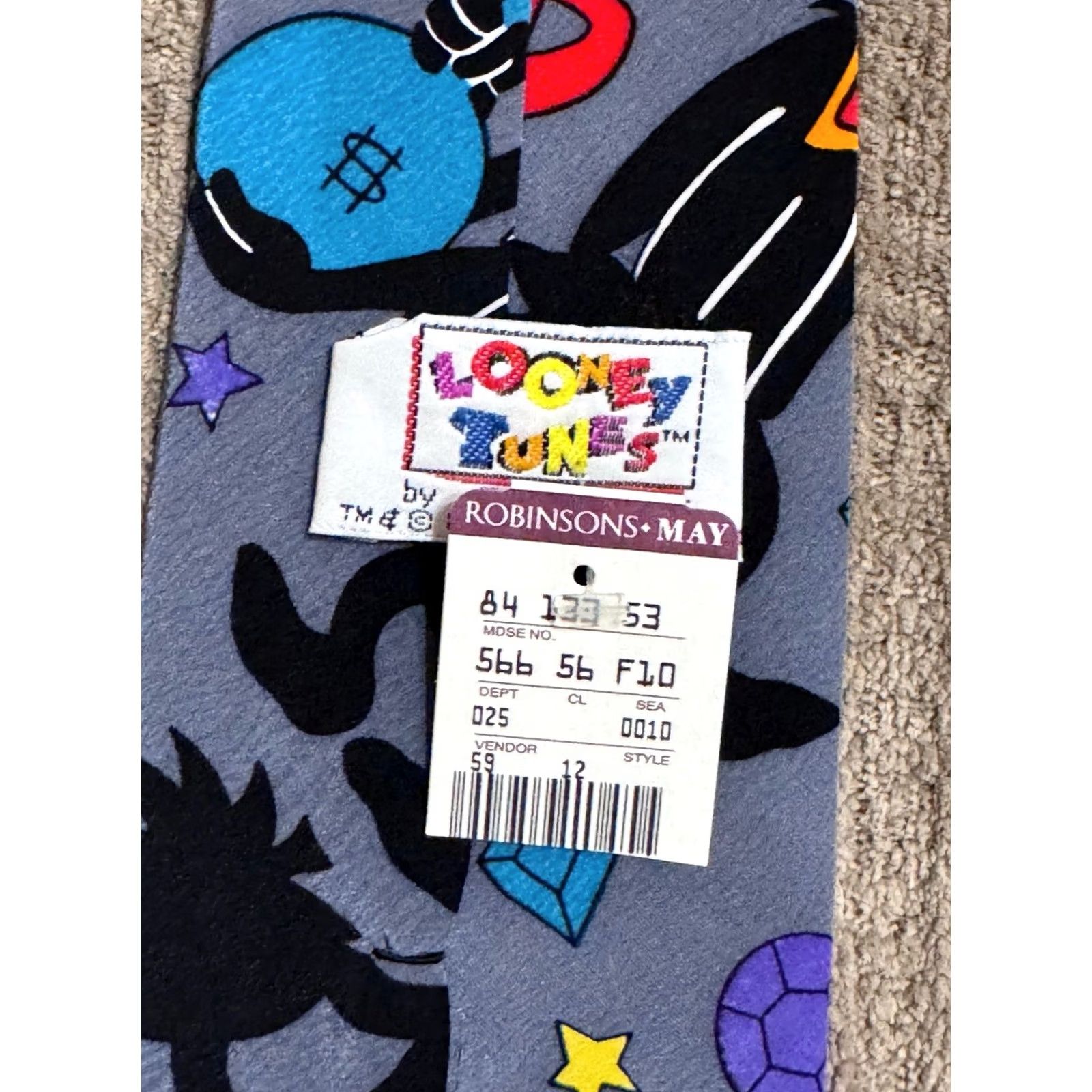 Vintage RARE NWT 1992 Warner Brothers Daffy Duck MOney MINT Mens Silk Tie Balancine Size ONE SIZE - 6 Thumbnail