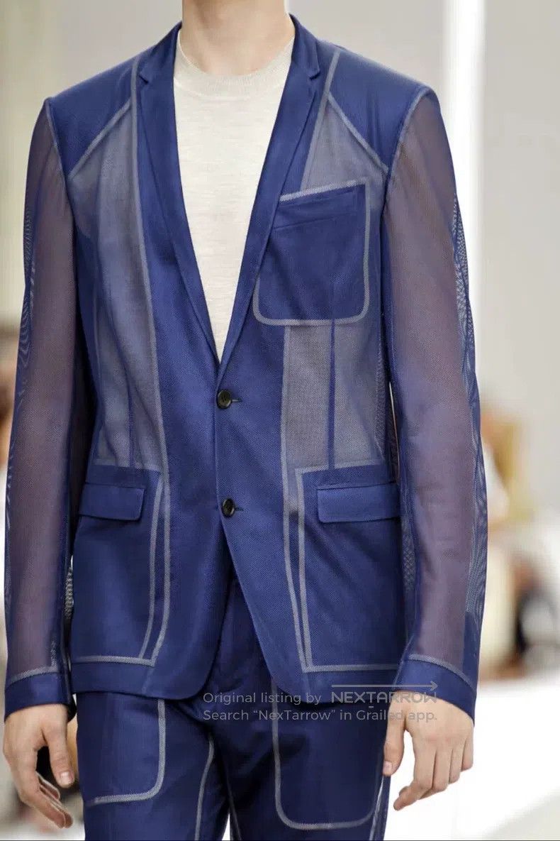 Dior Dior Blue Fishnet Mesh Overlay Jacket Size US S / EU 44-46 / 1 - 8 Thumbnail