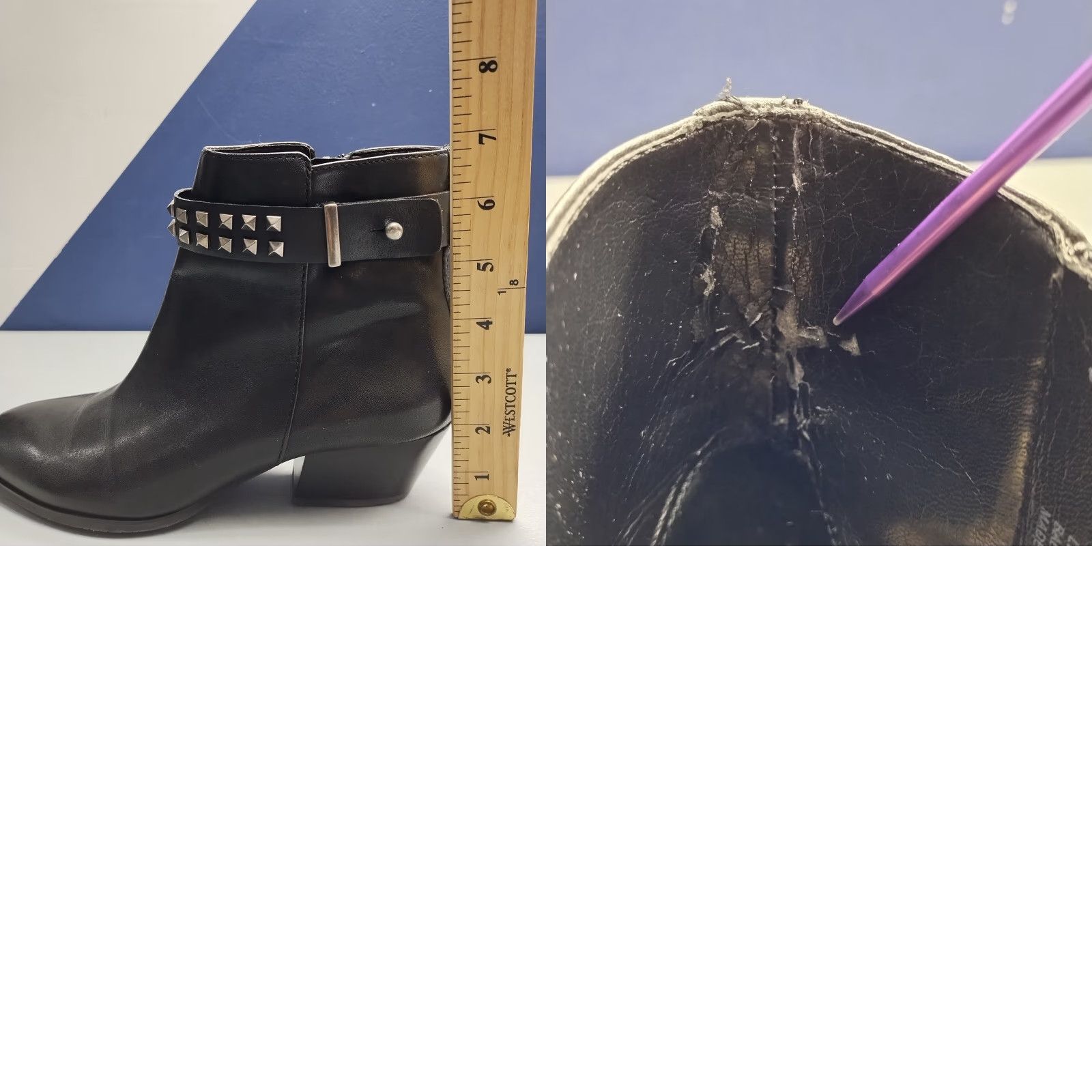 Franco Sarto Franco Sarto Quest Ankle Boots Womens Size 8 Black Leather Studded Side Zip Bootie Size US 8 / IT 38 - 8 Thumbnail