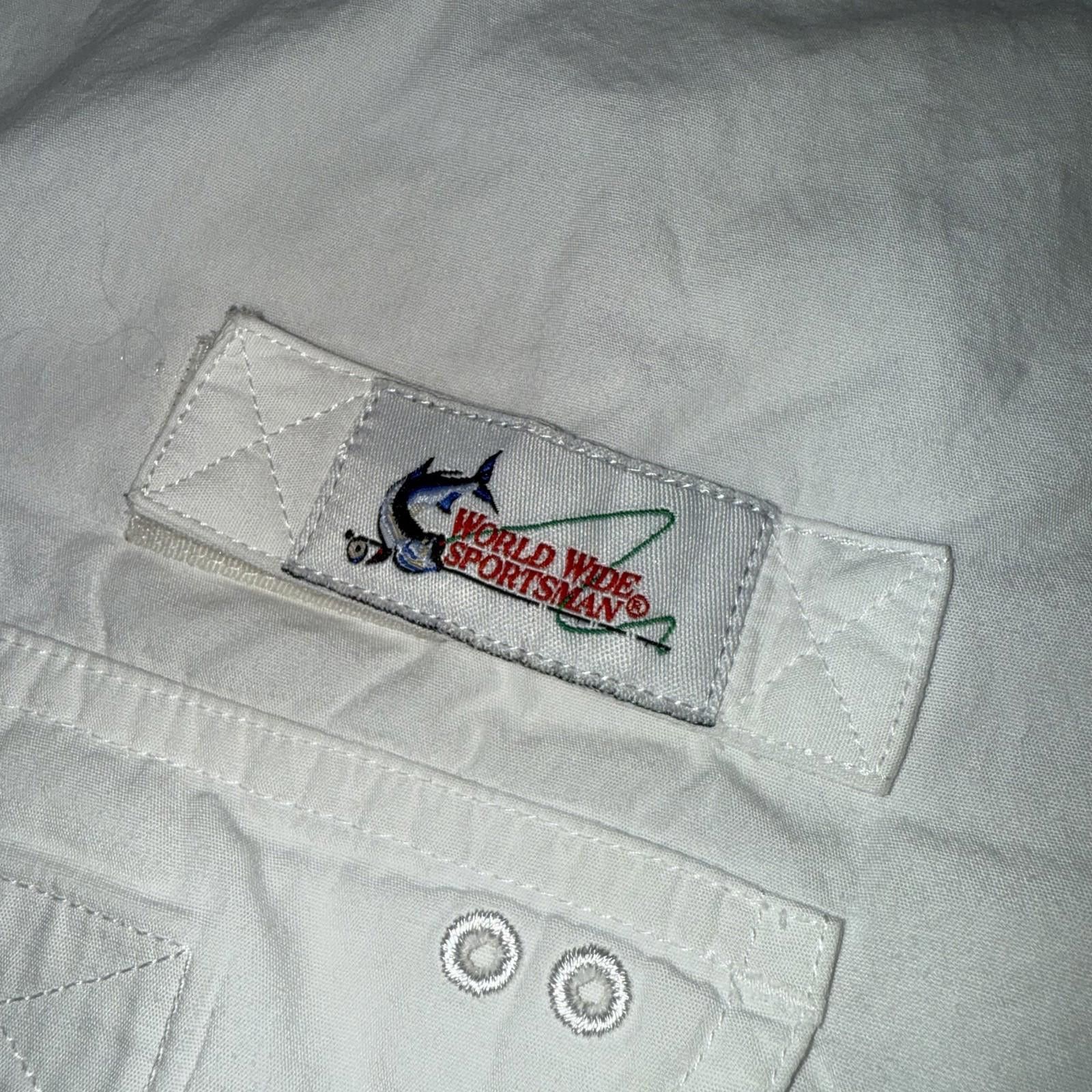 Designer Vtg World Wide Sportsman Shirt Mens XL White Fishing Outdoor Size US XL / EU 56 / 4 - 3 Thumbnail