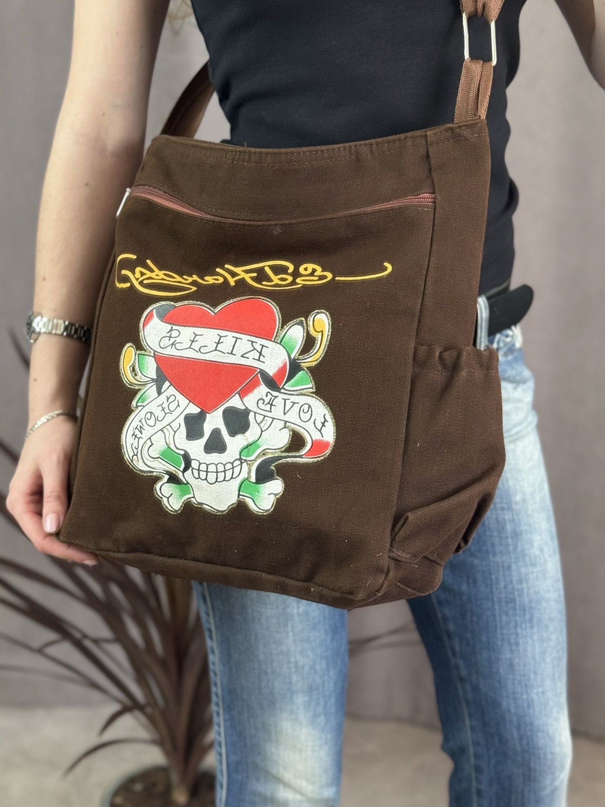 Ed Hardy Vintage Ed Hardy Distressed Shoulder Bag Messenger Archival Size ONE SIZE - 1 Thumbnail