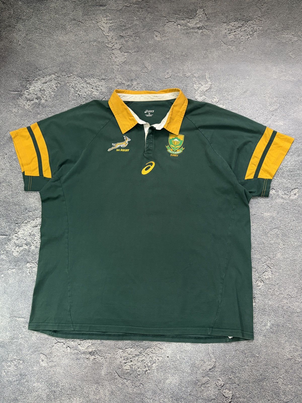 Asics ASICS Springboks South Africa Rugby Polo Shirt Green 3XL Vtg Size US XXL / EU 58 / 5 - 1 Thumbnail