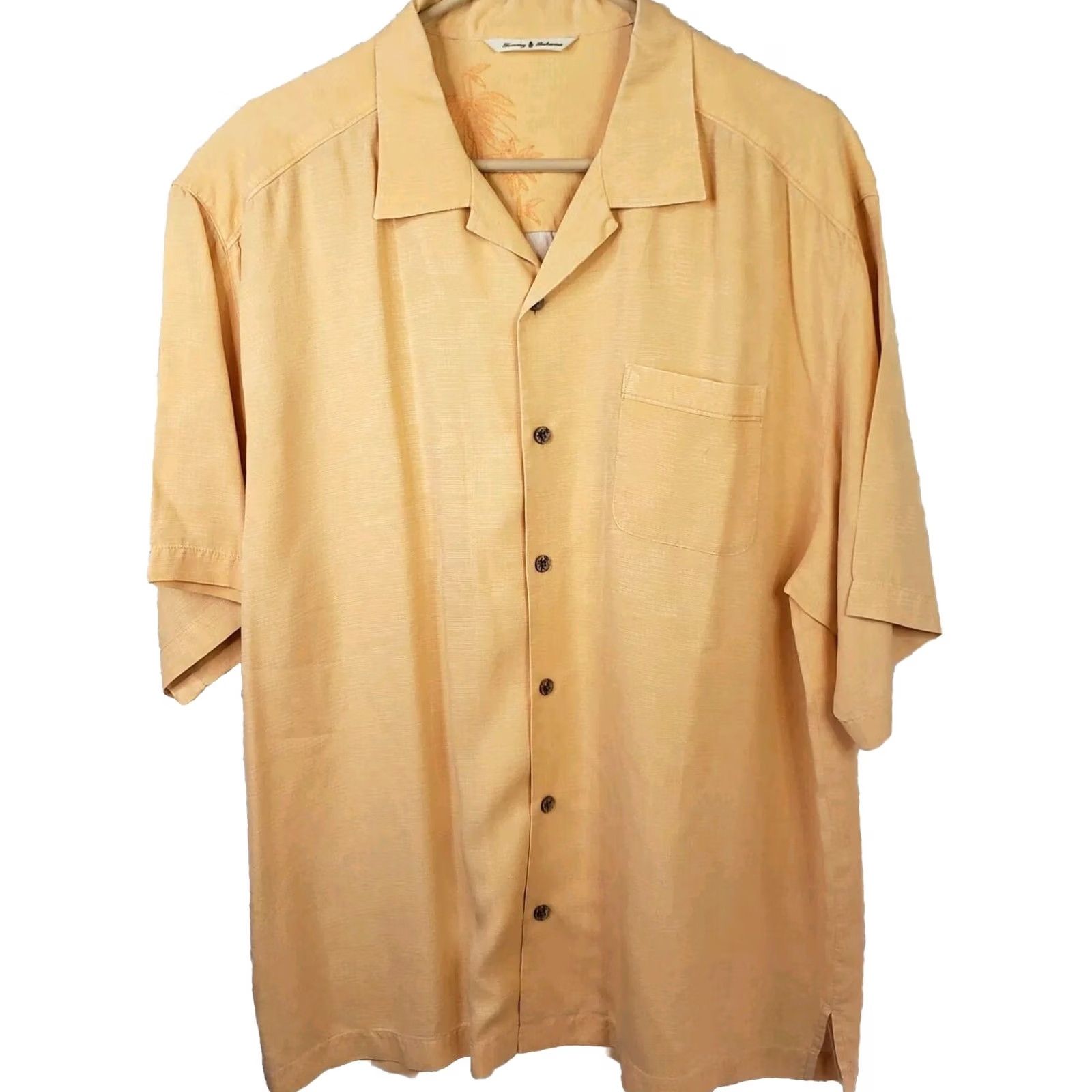 Tommy Bahama VINTAGE Tommy Bahama Shirt Men XL Orange Cantalope Silk Textured Camp Hawaiian Aloha Rum Size US XL / EU 56 / 4 - 2 Thumbnail