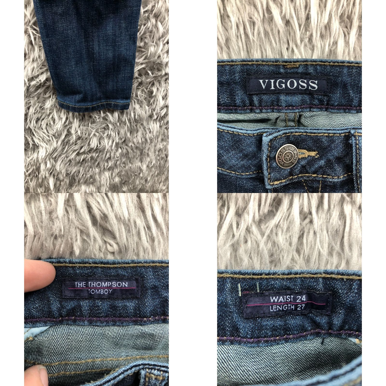 Vintage VIGOSS The Thompson Skinny Jeans Blue Size 24 Womens Low Rise Denim 5-Pocket Regular Inseam 27 Vintage No Size 42" / US 20 - 9 Thumbnail