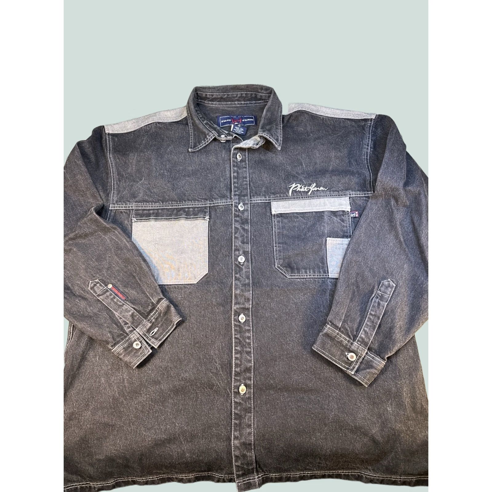 Phat Farm VINTAGE Phat Farm Denim Shirt /Jacket 3XL Two Tone Black Gray Hip Hop Streetwear Y2K Mens Jacket Bomber Black 3XL Size US XXL / EU 58 / 5 - 1 Thumbnail